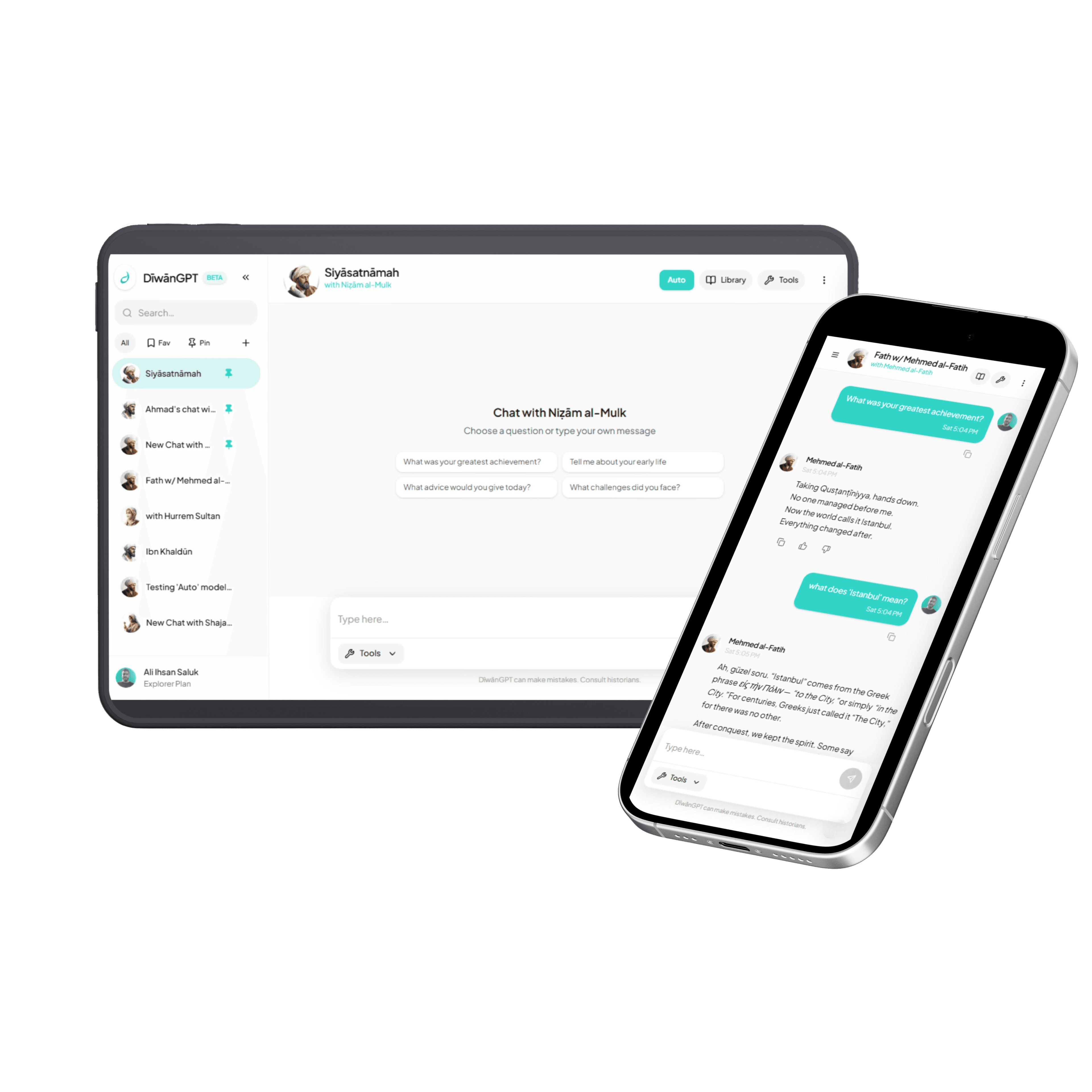DiwanGPT application mockup
