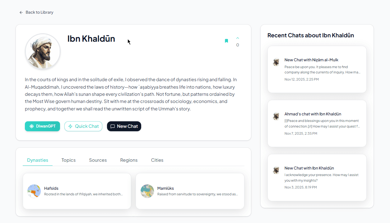 DiwanX chat interface mockup