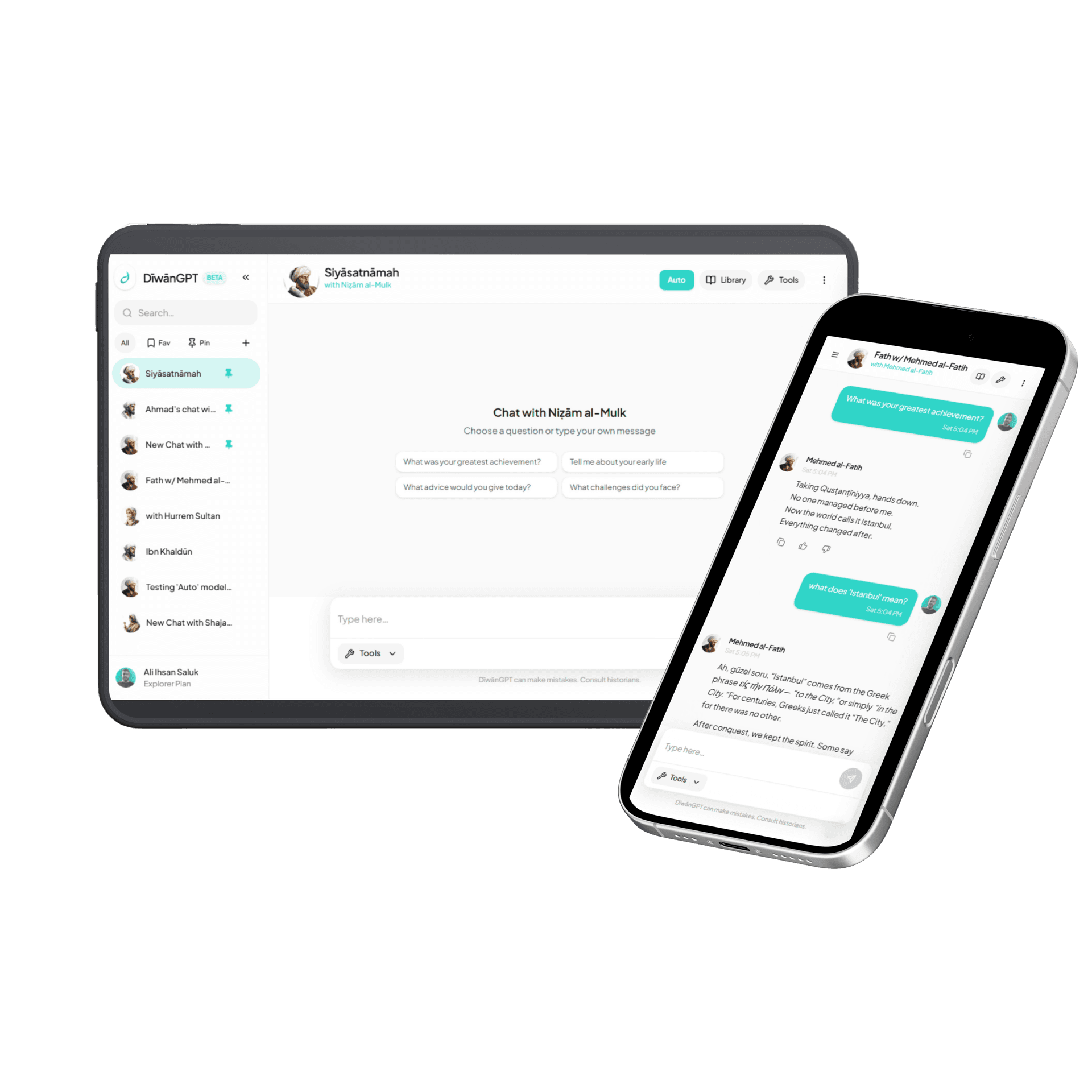 DiwanGPT application mockup